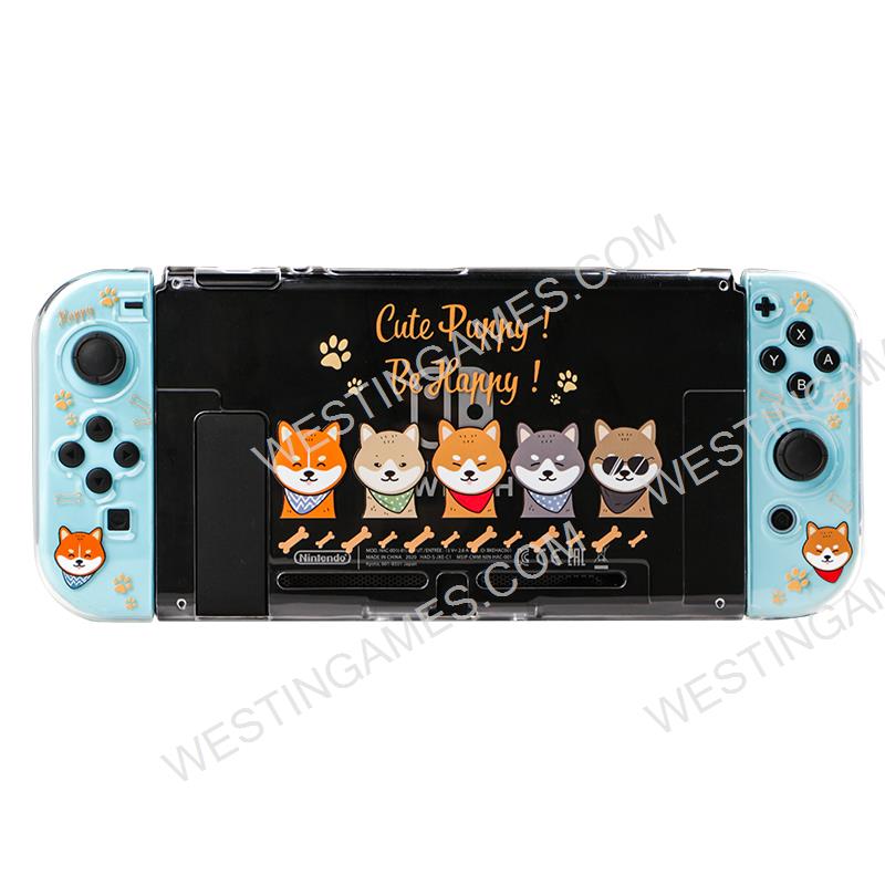 Soft Clear TPU+PC Grip Case and Ergonomic Shock-Absorption Cover for Switch Yellow Shiba Inu