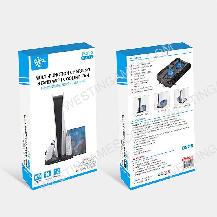 Multifunctional Cooling Stand with Cooler Discs Slot and Controller Charging Dock for PS5
