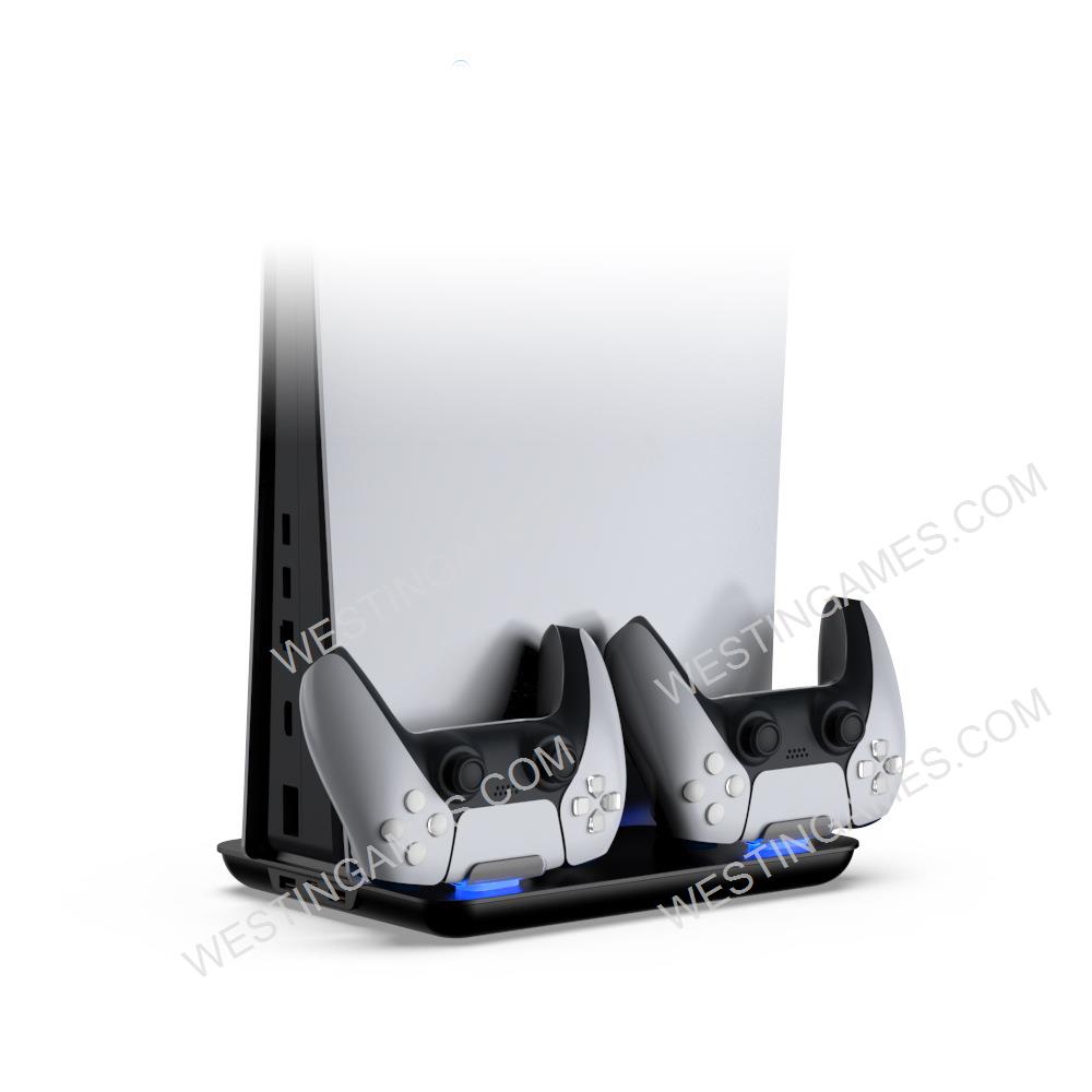 Multi-function Vertical Stand With Cooling Fan and Charging Station Base For PS5 Host and Controller