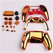 Replacement Complete Mirror Chrome Housing Shell Case with Button Kit for Playstation 5 PS5 Dualsence Controller - Orange
