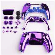 Replacement Complete Mirror Chrome Housing Shell Case with Button Kit for Playstation 5 PS5 Dualsence Controller - Purple