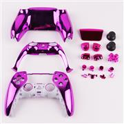 Replacement Complete Mirror Chrome Housing Shell Case with Button Kit for Playstation 5 PS5 Dualsence Controller - Pink