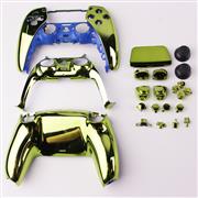 Replacement Complete Mirror Chrome Housing Shell Case with Button Kit for Playstation 5 PS5 Dualsence Controller - Green