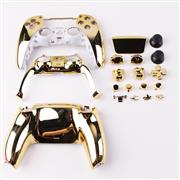 Replacement Complete Mirror Chrome Housing Shell Case with Button Kit for Playstation 5 PS5 Dualsence Controller - Gold