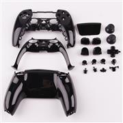 Replacement Complete Mirror Chrome Housing Shell Case with Button Kit for Playstation 5 PS5 Dualsence Controller - Black