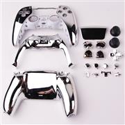 Replacement Complete Mirror Chrome Housing Shell Case with Button Kit for Playstation 5 PS5 Dualsence Controller - Silver
