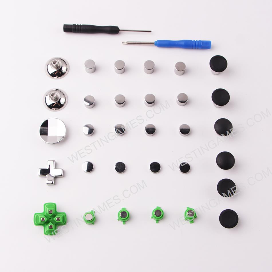 31Pcs Metal Swap Thumsticks Grip D-Pad and ABXY Button Set for all PS5 Controller - Black