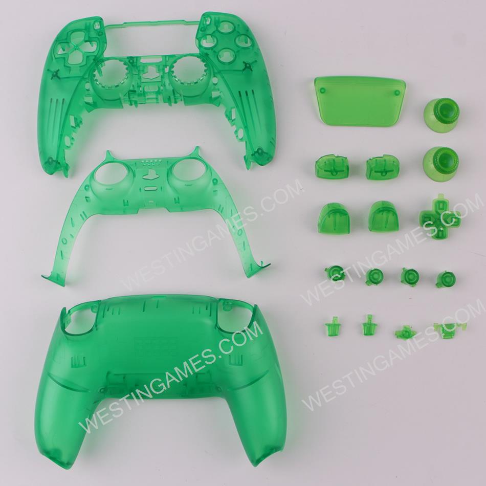 Replacement Complete Housing Shell Case with Button Kit for Playstation 5 PS5 Dualsence Controller - Clear Green