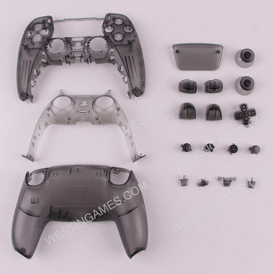 Replacement Complete Housing Shell Case with Button Kit for Playstation 5 PS5 Dualsence Controller - Clear Black