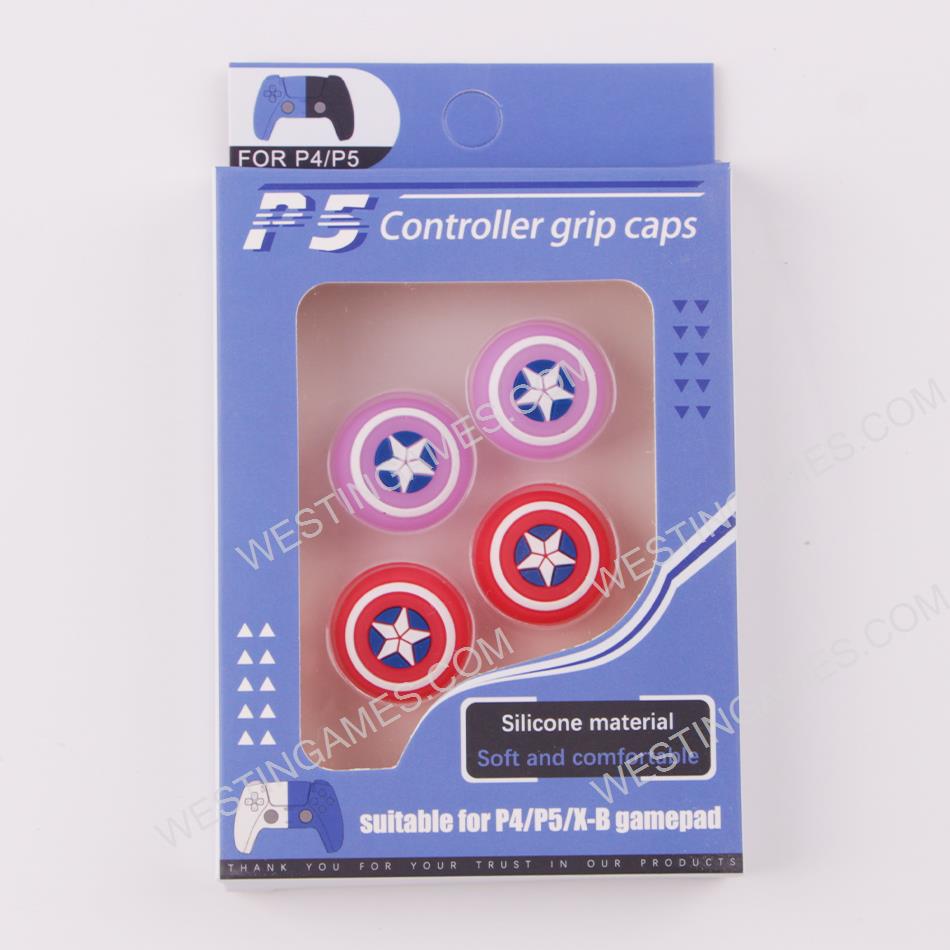 New 4in1 Night Light Captain America Thumb Grips Analog Caps Silicone Rubber For PS5 Red Purple
