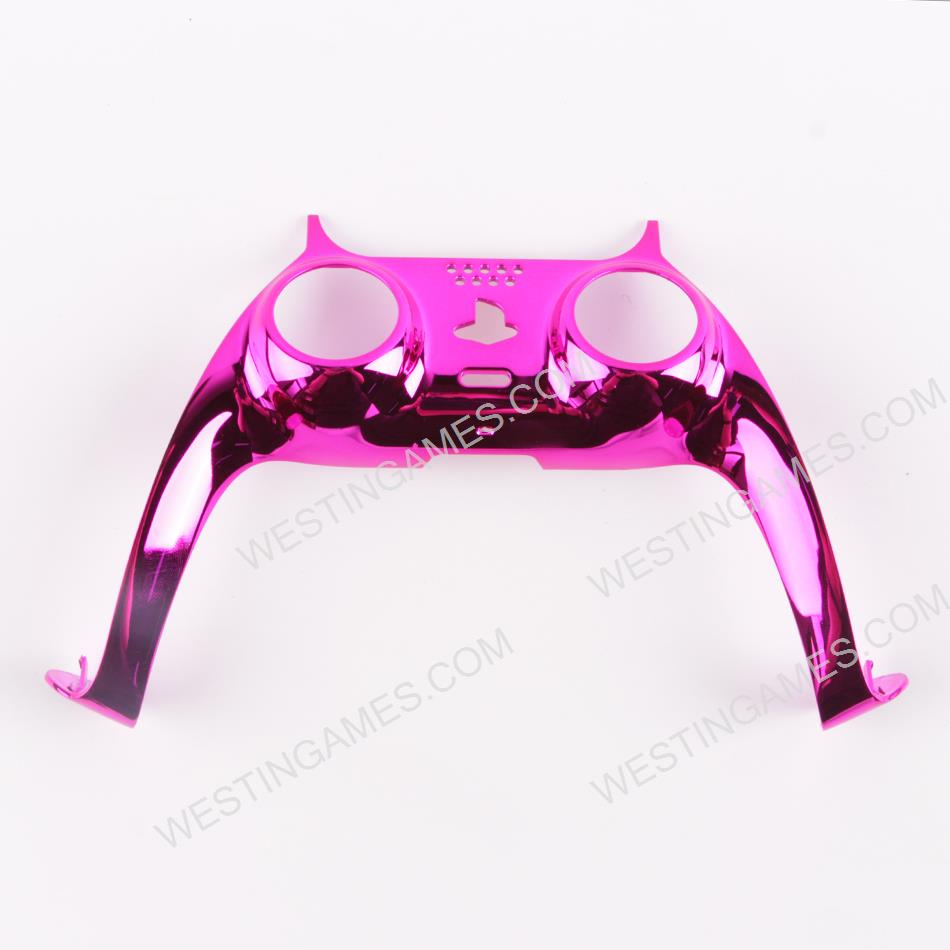 Mirror Chrome Decorative Strip Handle PC Shell Cover For PS5 Gamepad Controller - Pink
