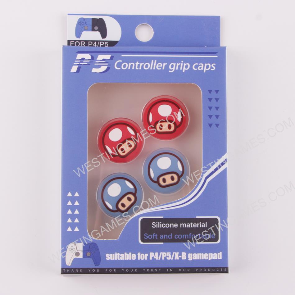 New 4in1 Night Light Toad Red and Blue Thumb Grips Analog Caps Silicone Rubber For PS5 Blue Red