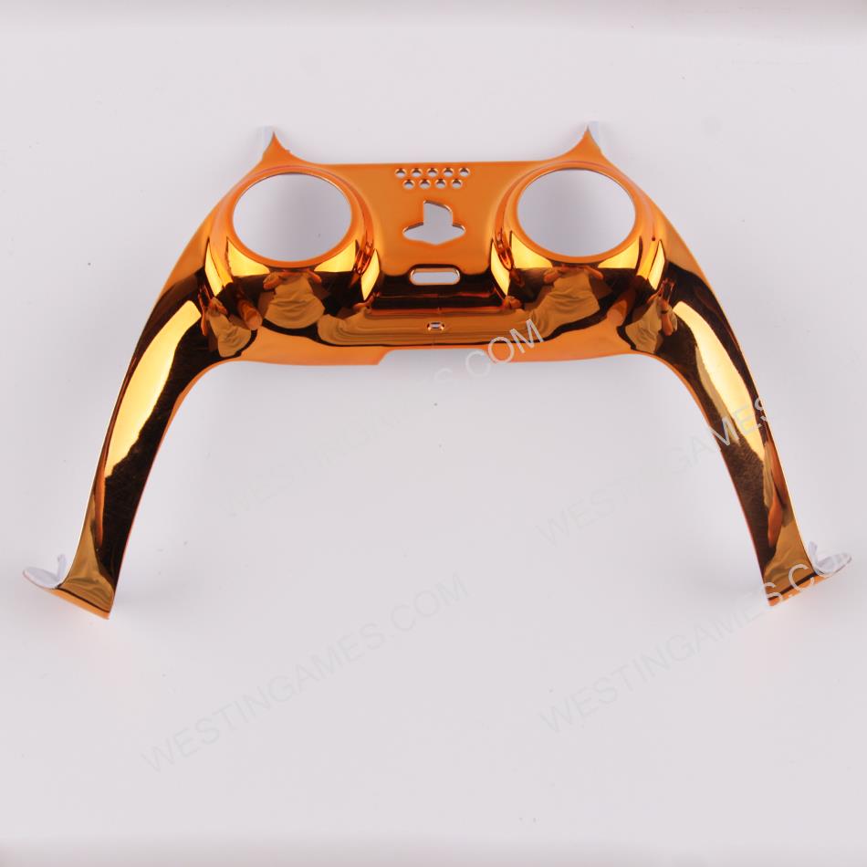 Mirror Chrome Decorative Strip Handle PC Shell Cover For PS5 Gamepad Controller - Orange