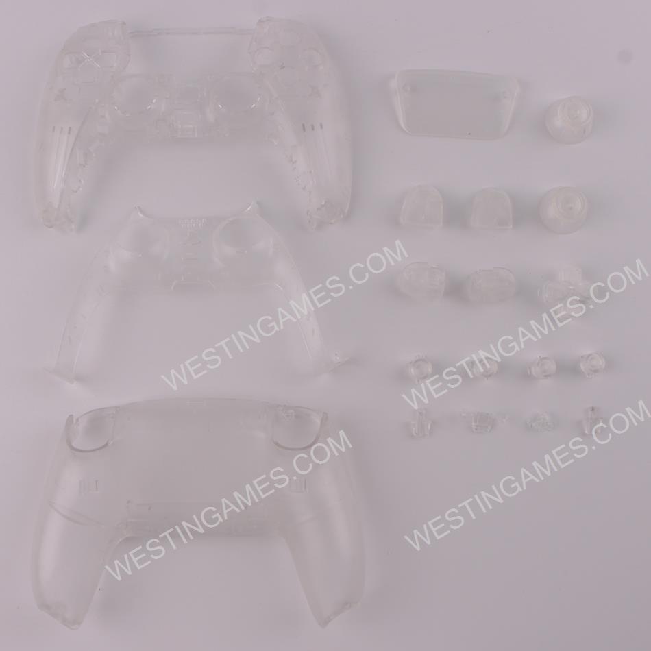 Replacement Complete Housing Shell Case with Button Kit for Playstation 5 PS5 Dualsence Controller - Transparent Clear