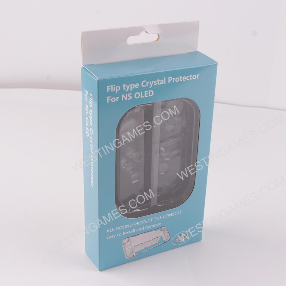 New 3in1 Transparent Crystal Protecting Cover Case with Stand for Nintendo Switch OLED Gamepad - Clear Black