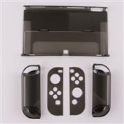 New 3in1 Transparent Crystal Protecting Cover Case with Stand for Nintendo Switch OLED Gamepad - Clear Black 03