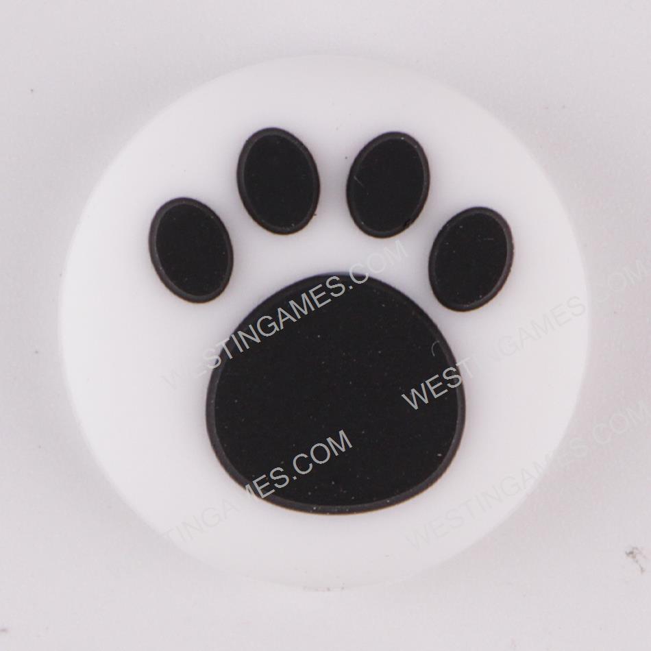 Thumb Grips Analog Capcs Silicone Rubber For PS5 Controller - Cut Cat Paw White