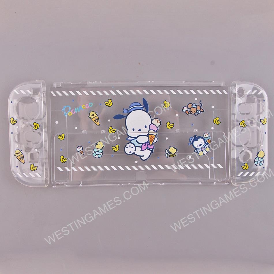 Soft Clear TPU+PC Grip Case and Ergonomic Shock-Absorption Flip Cover for Switch OLED - Banana and Ice Cream