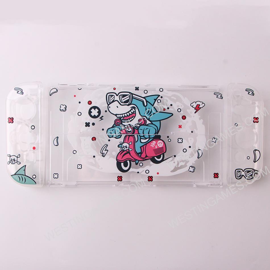 Soft Clear TPU+PC Grip Case and Ergonomic Shock-Absorption Flip Cover for Switch OLED - Crazy Jaws