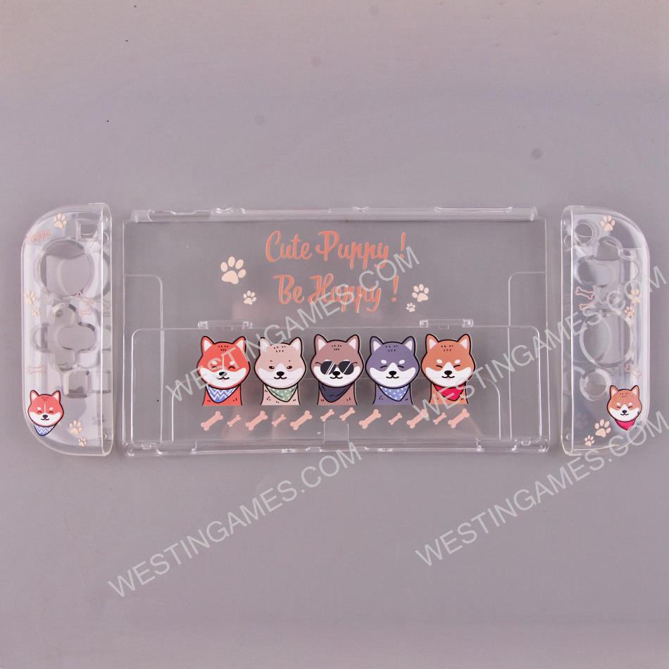 Soft Clear TPU+PC Grip Case and Ergonomic Shock-Absorption Flip Cover for Switch OLED - Shiba Inu