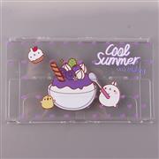 Soft Clear TPU+PC Grip Case and Ergonomic Shock-Absorption Flip Cover for Switch OLED - Blueberry Ice Cream 02