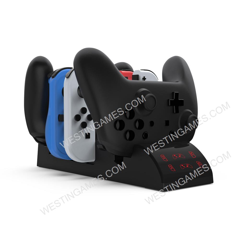 TNS 19035 Charging Dock pro Charger Station 8 in 1 For Nintendo Switch OLED Joypad Black