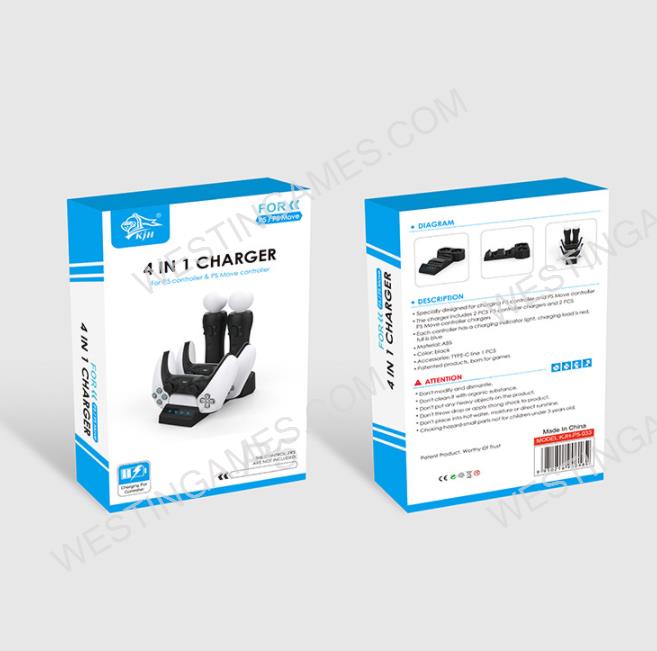 4in1 Dual Gamepad Charging Dock Station for PS5 Wireless Gamepad and Move Controller