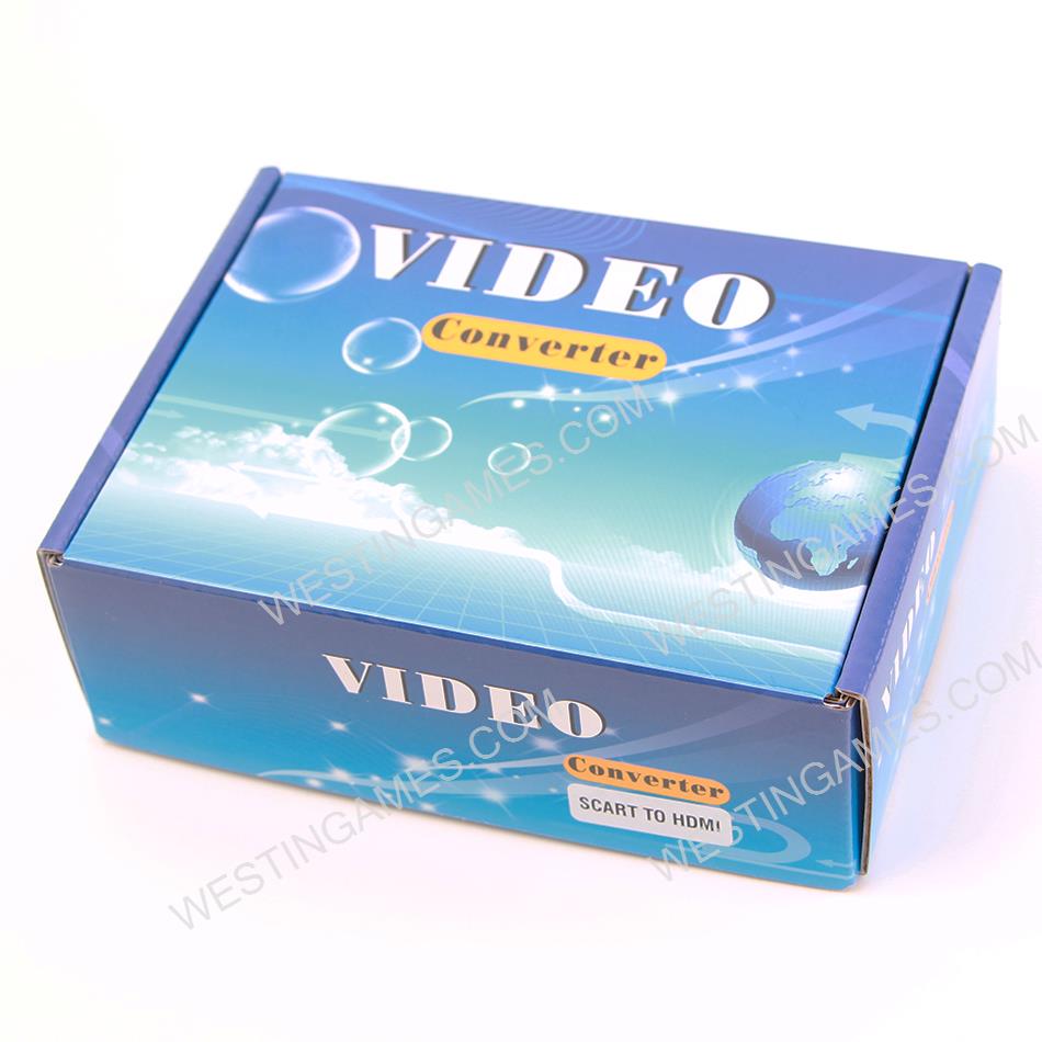 1080P SCART to HDMI Video Audio Upscale Converter AV Signal Adapter with EU Power Plug Box