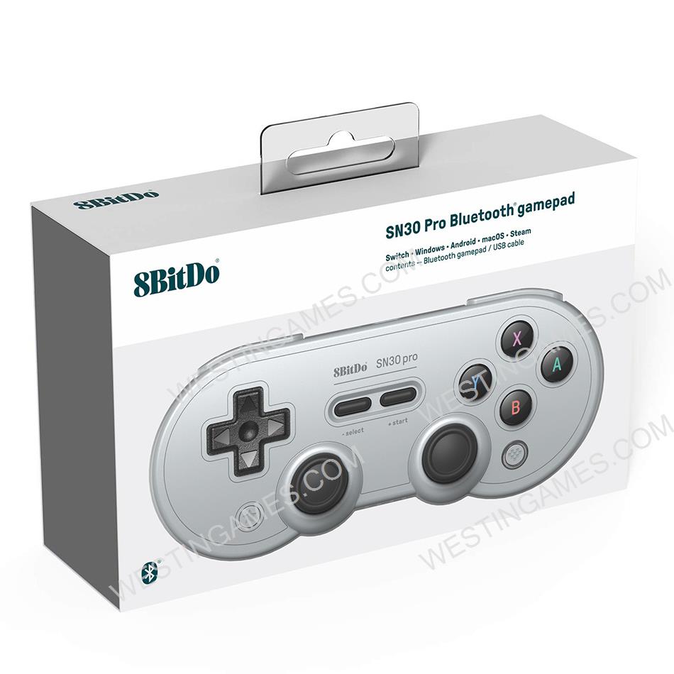 New 8bitdo SN30 Pro Bluetooth Wireless Gamepad Controller Purple Button for Android IOS MacOS PC and Switch Grey