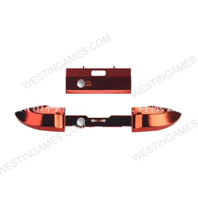 Replacement Mirror Chrome lb rb Trigger Button with Middle Piece Frame for XBOX Series x Controller - Red