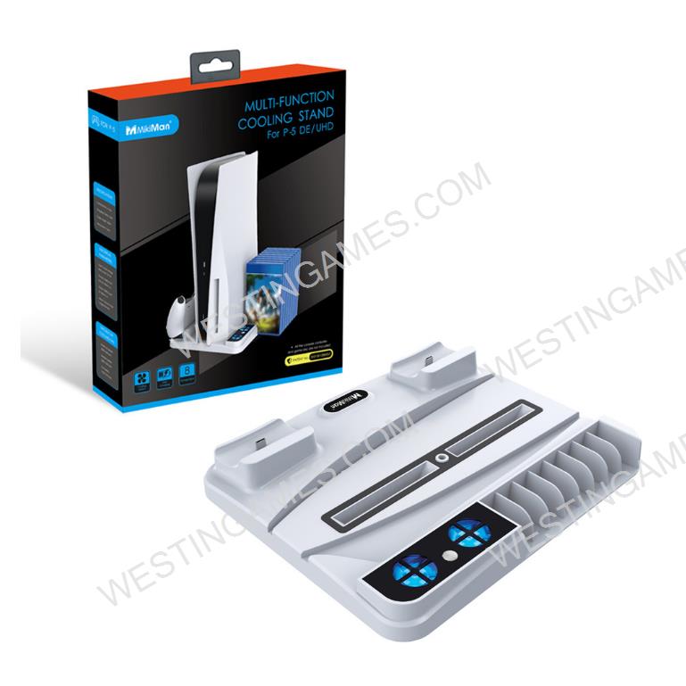 Multi-Funtion Cooling Stand with Controller Charging and Disc Storage for PS5 DE / UHD Console White