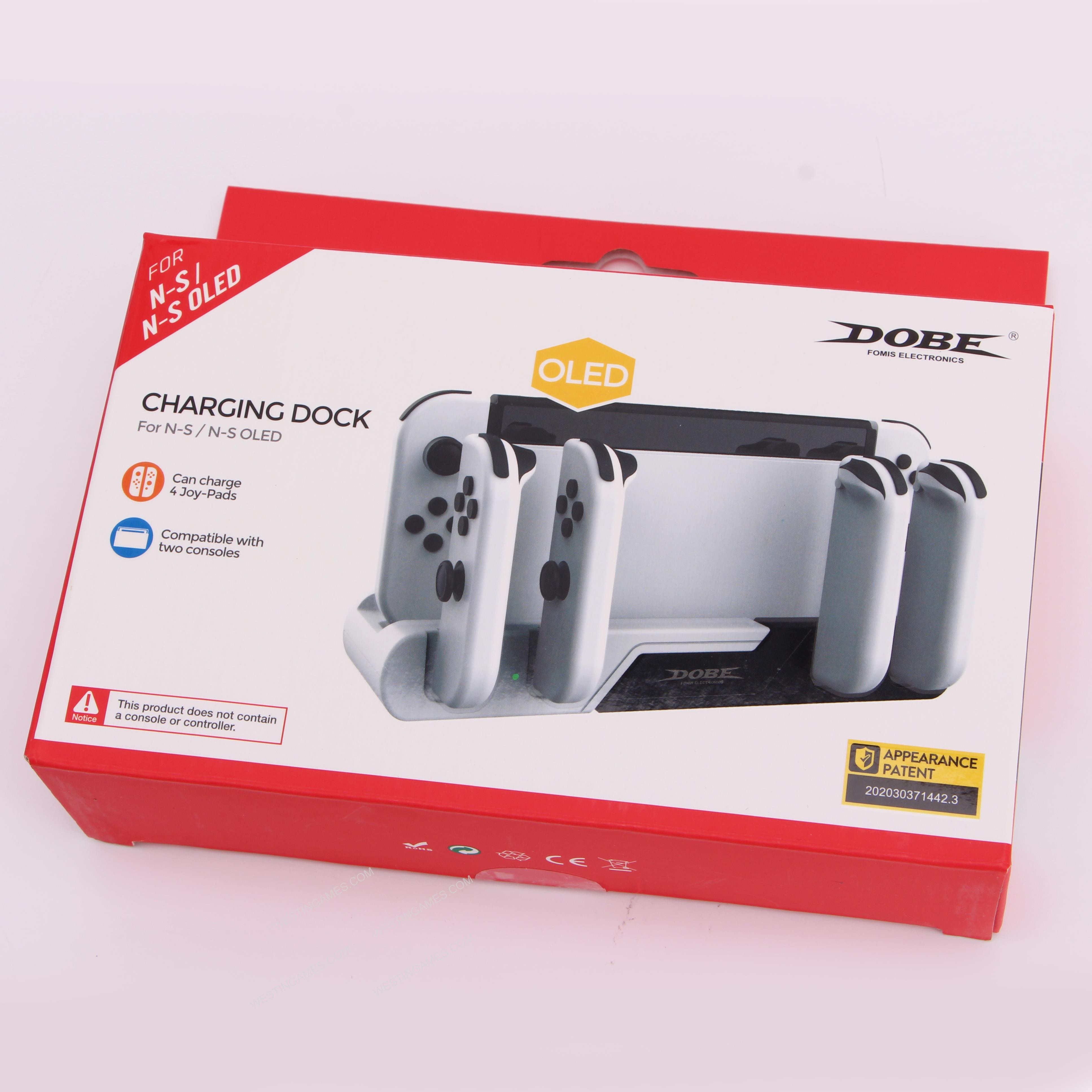 TNS-0122B Charger Charging Dock Stand Station Holder for Switch and oled Joy-Con Game Console White-Black