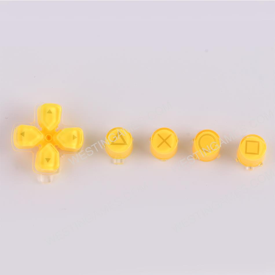 5 in 1 Button Set ABXY and D-pad Direction Key Buttons Replacement for PS5 Clear Yellow
