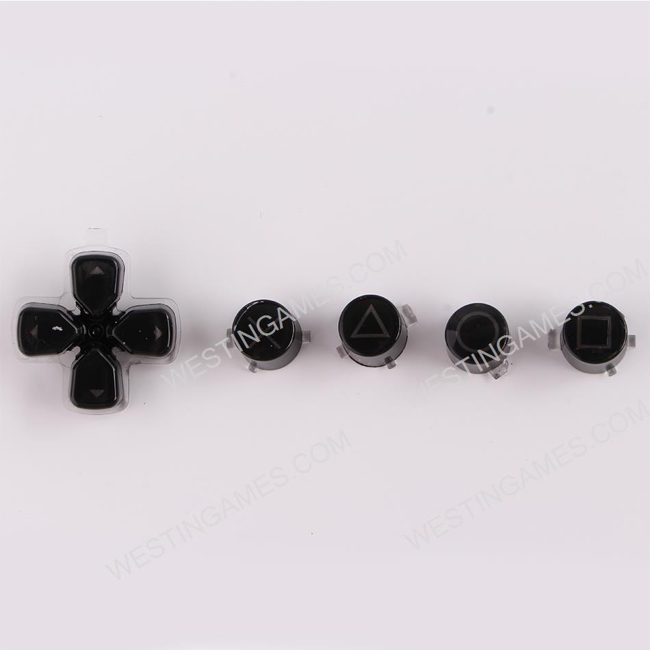 5 in 1 Button Set ABXY and D-pad Direction Key Buttons Replacement for PS5 Clear Black