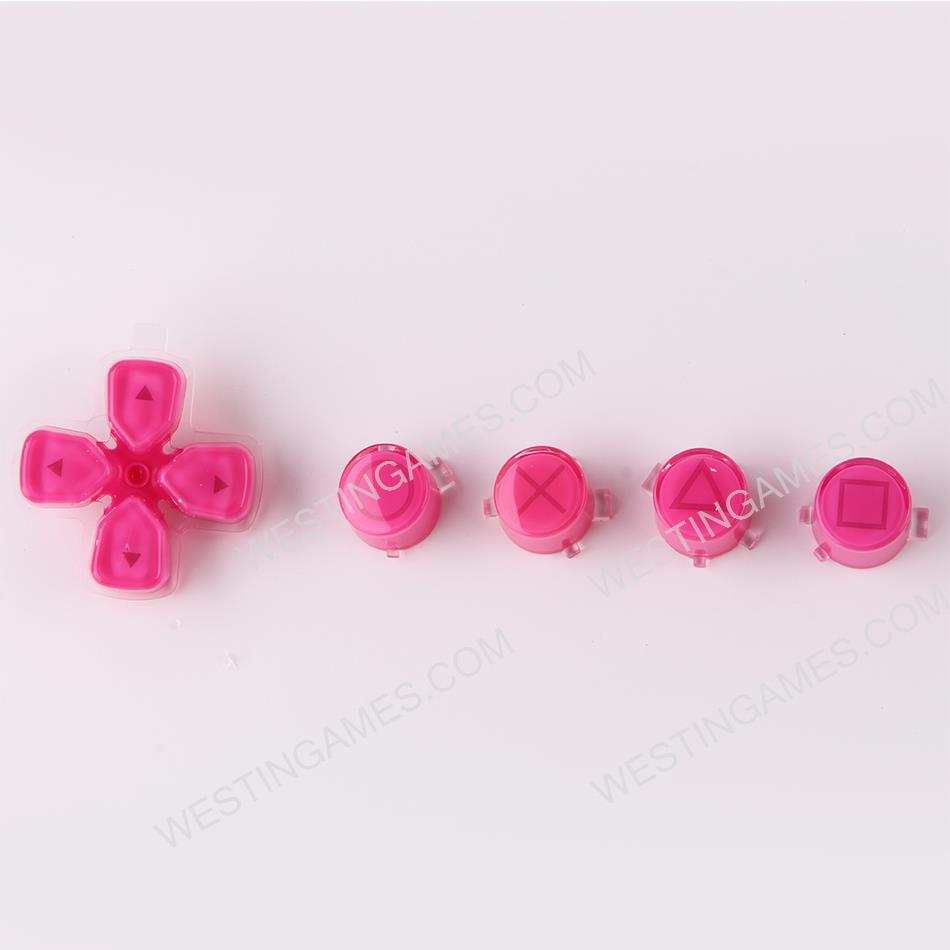 5 in 1 Button Set ABXY and D-pad Direction Key Buttons Replacement for PS5 Clear Rose Red