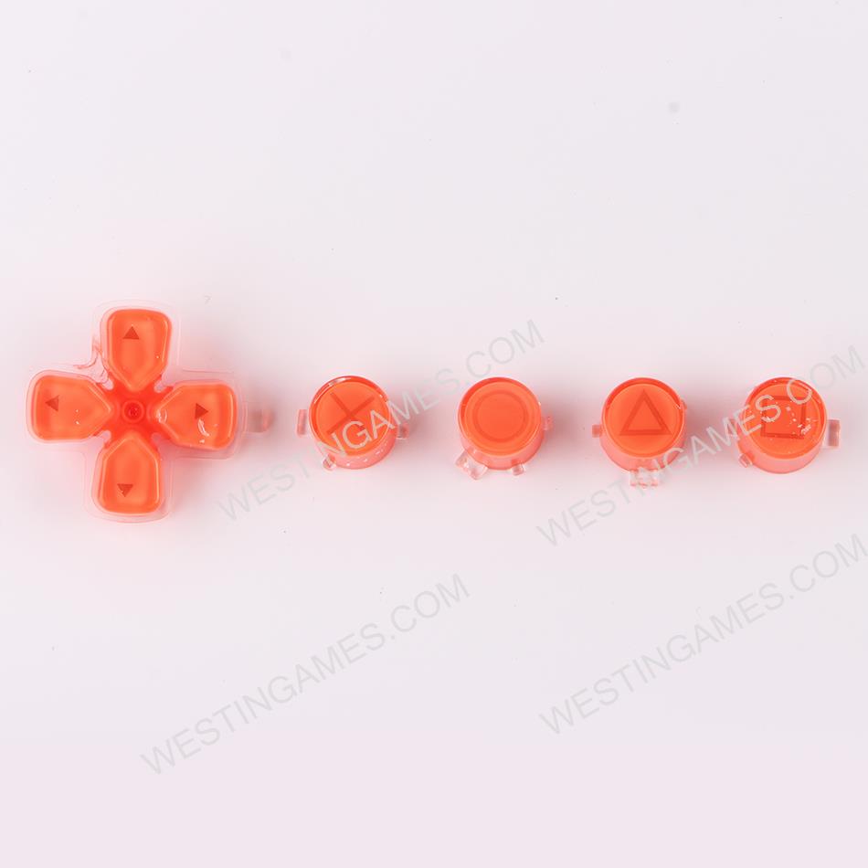 5 in 1 Button Set ABXY and D-pad Direction Key Buttons Replacement for PS5 Clear Orange