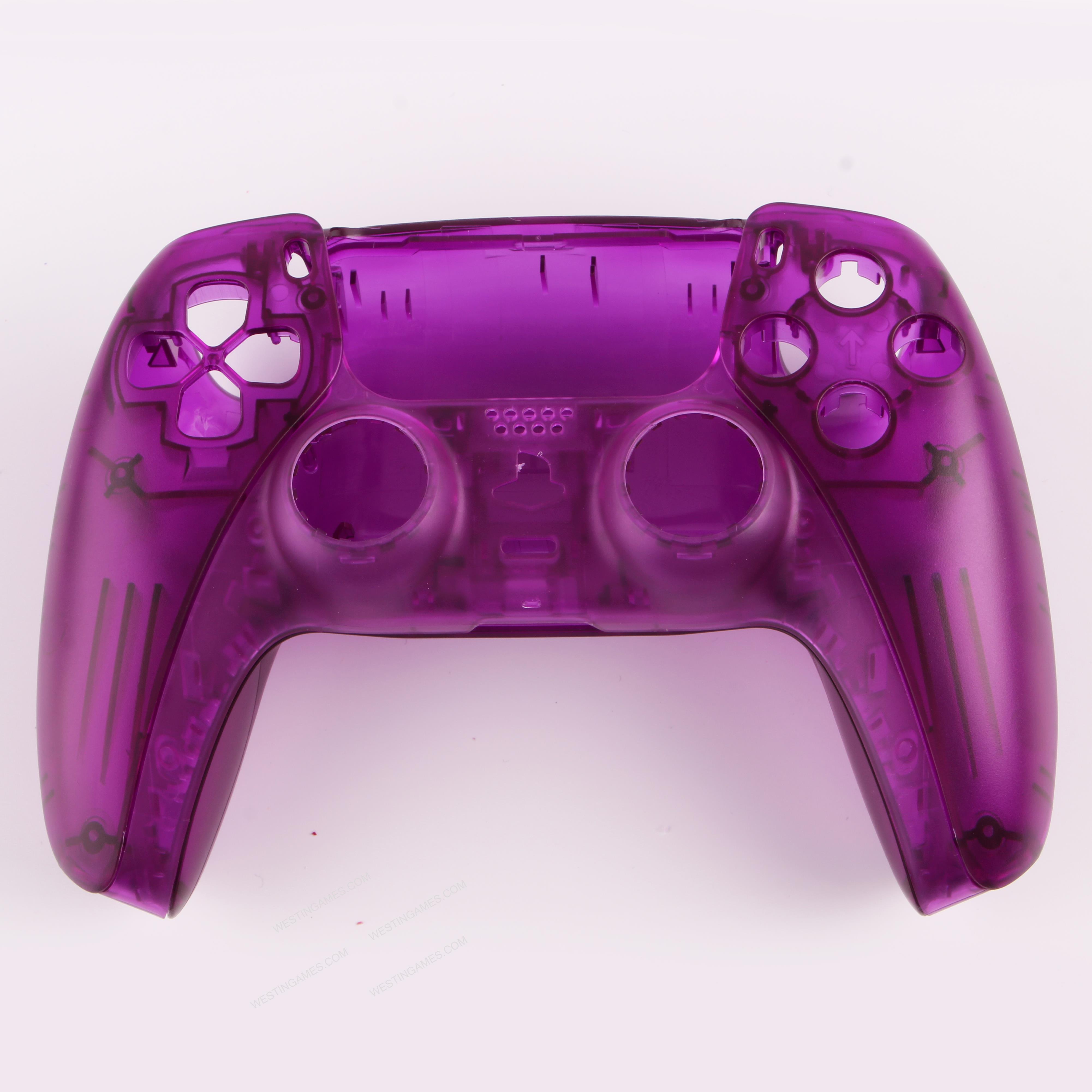 Replacement Top and Bottom Housing Shell Case for Playstation 5 PS5 Controller - Clear Purple