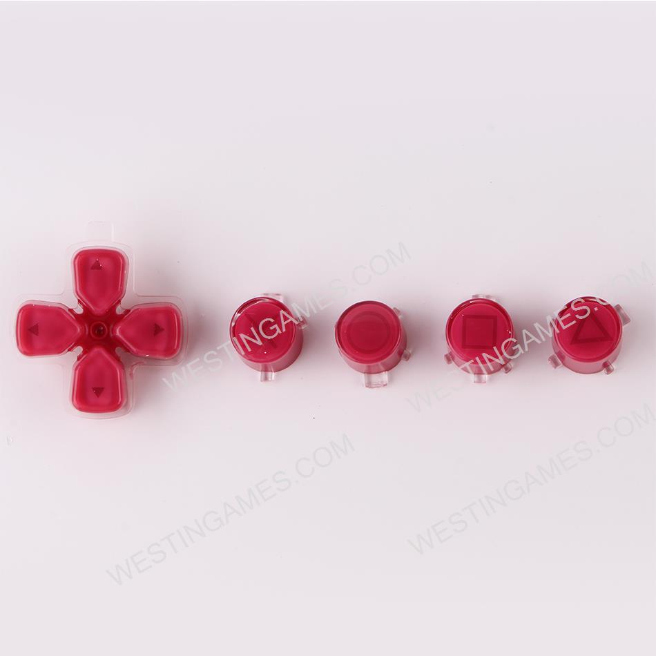 5 in 1 Button Set ABXY and D-pad Direction Key Buttons Replacement for PS5 Clear Rose Red