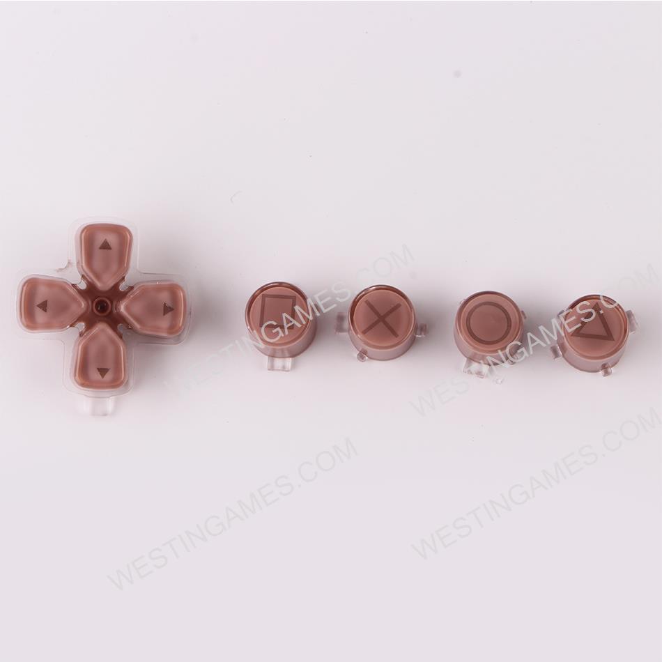5 in 1 Button Set ABXY and D-pad Direction Key Buttons Replacement for PS5 Clear Brown