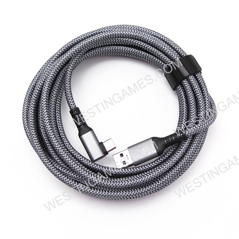 Link Cable 16FT USB 3.0 to C Nylon Braided PC Connect Power Data Extension Charging Cord Virtual Reality Gaming Accessories for Oculus Quest 2 - Grey