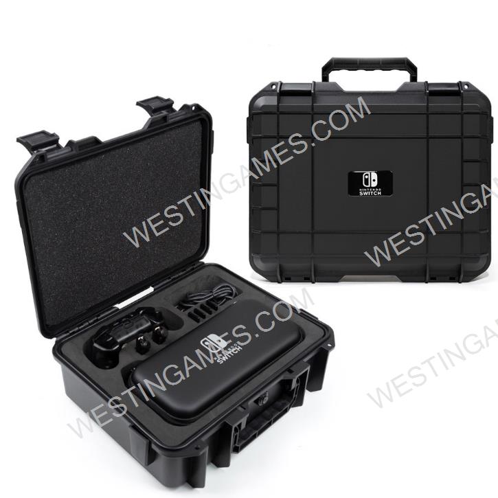 Professional Deluxe Waterproof Case Soft Lining Hard Carrying Case for Nintendo Switch and OLED Console Pro Controller & Accessories (Black inside)