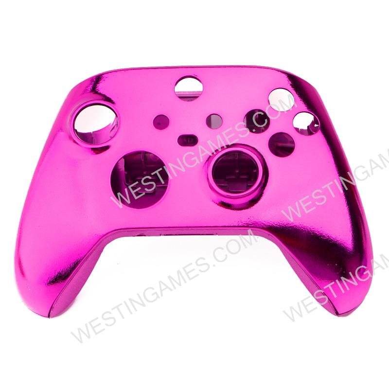 Replacement Mirror Chrome Top and Bottom Housing Shell Case for XBOX Series Controller - Pink