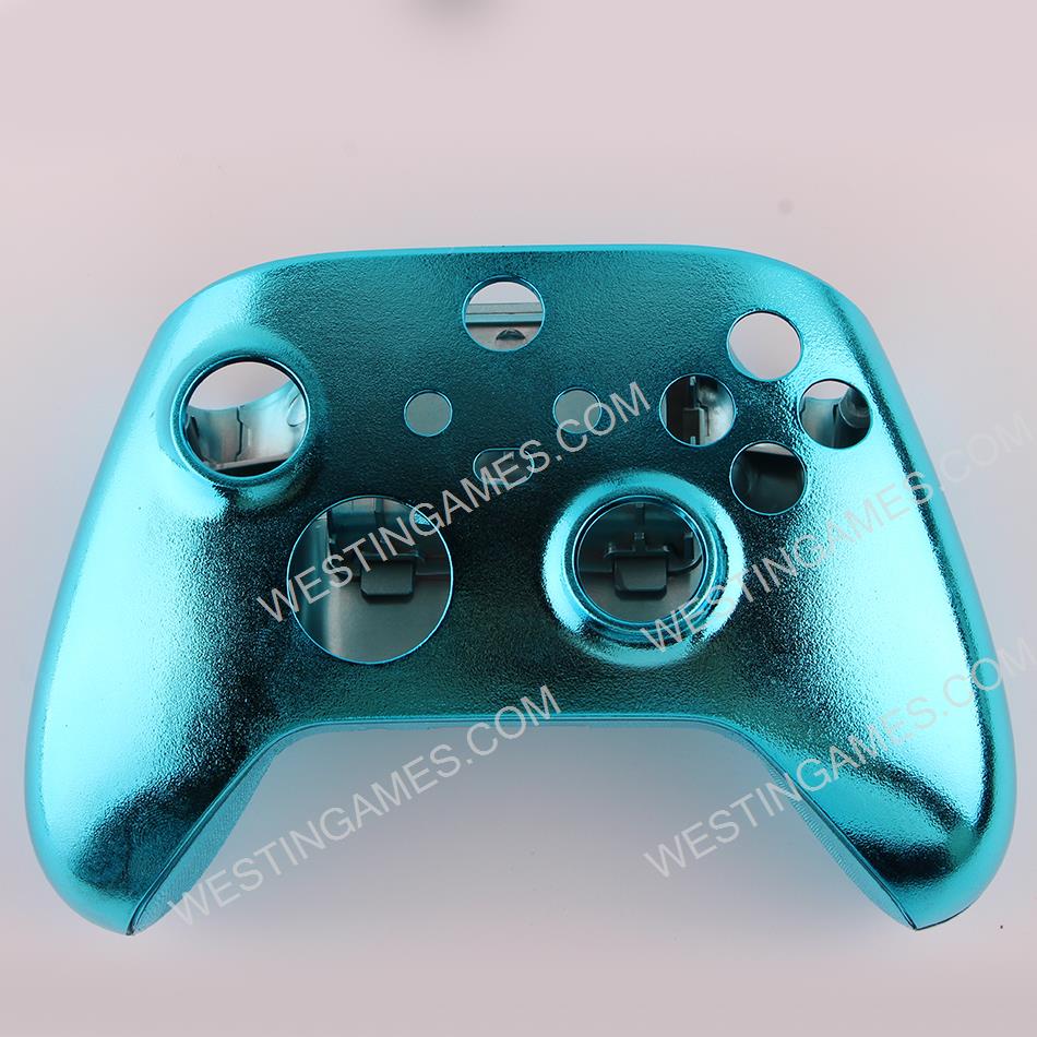 Replacement Mirror Chrome Top and Bottom Housing Shell Case for XBOX Series Controller - Blue