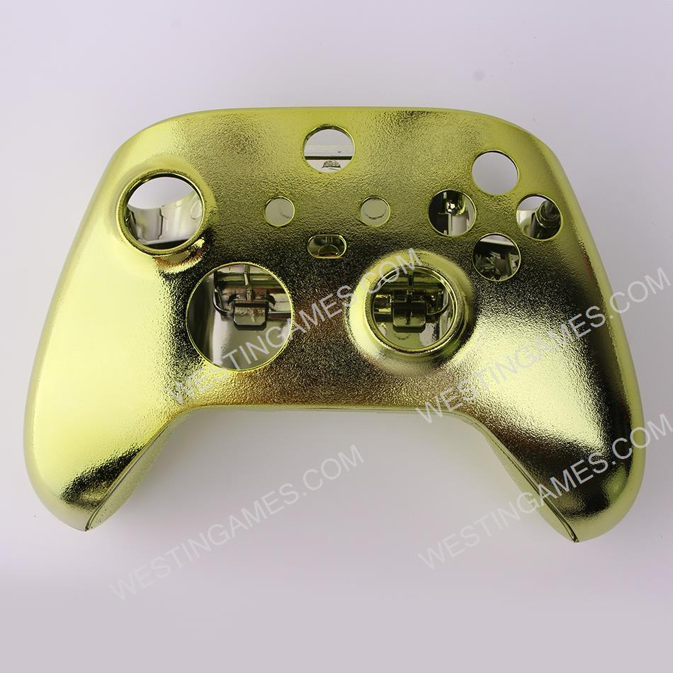 Replacement Mirror Chrome Top and Bottom Housing Shell Case for XBOX Series Controller - Green