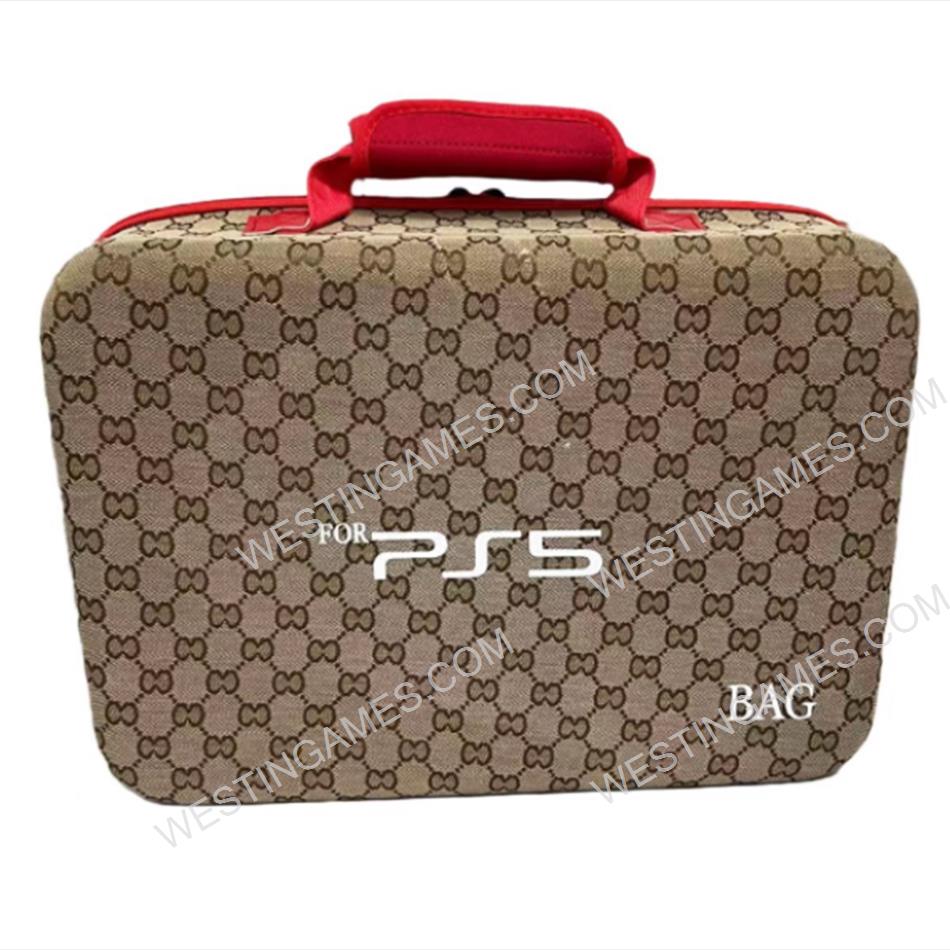 Protective Deluxe Bag Adjustable Handle Bag Travel Carrying Case For For PS5 Console - Brown