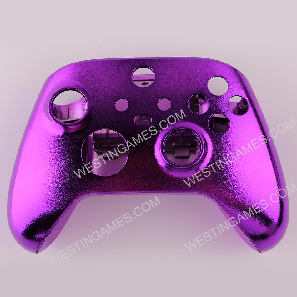Replacement Mirror Chrome Top and Bottom Housing Shell Case for XBOX Series Controller - Purple