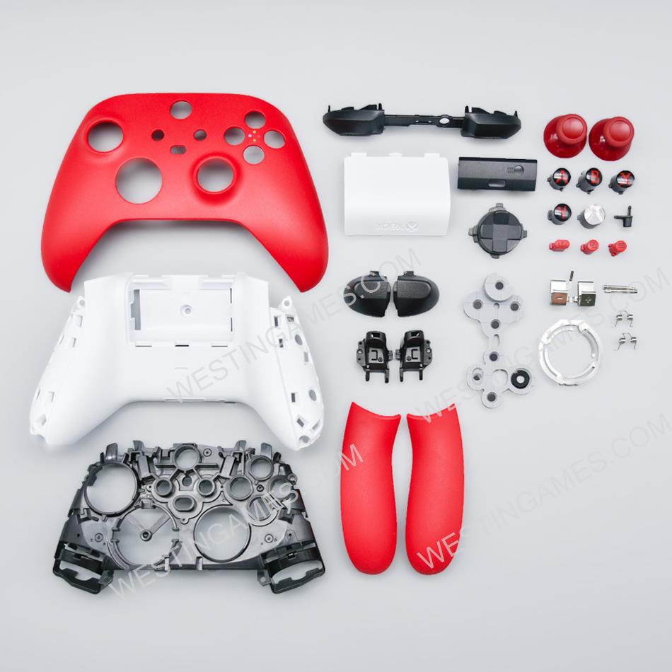 Full Housing Shell Cover Case with Key Button Set Replacement for XBOX Series S/X Wireless Controller - Red