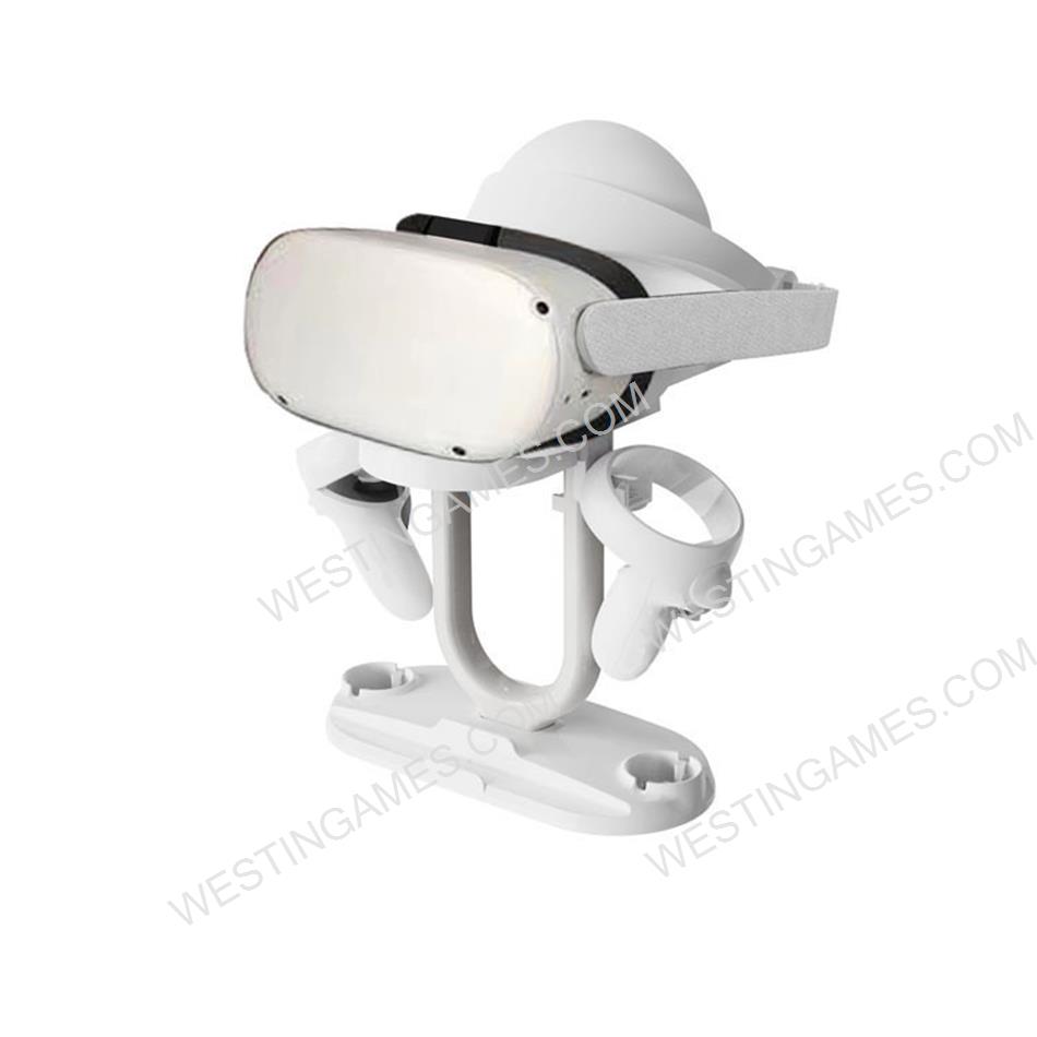 VR Headset Display And Touch Controllers Stand Helmet & Handle Holder Mount Station For Oculus Quest 2 and PS VR White
