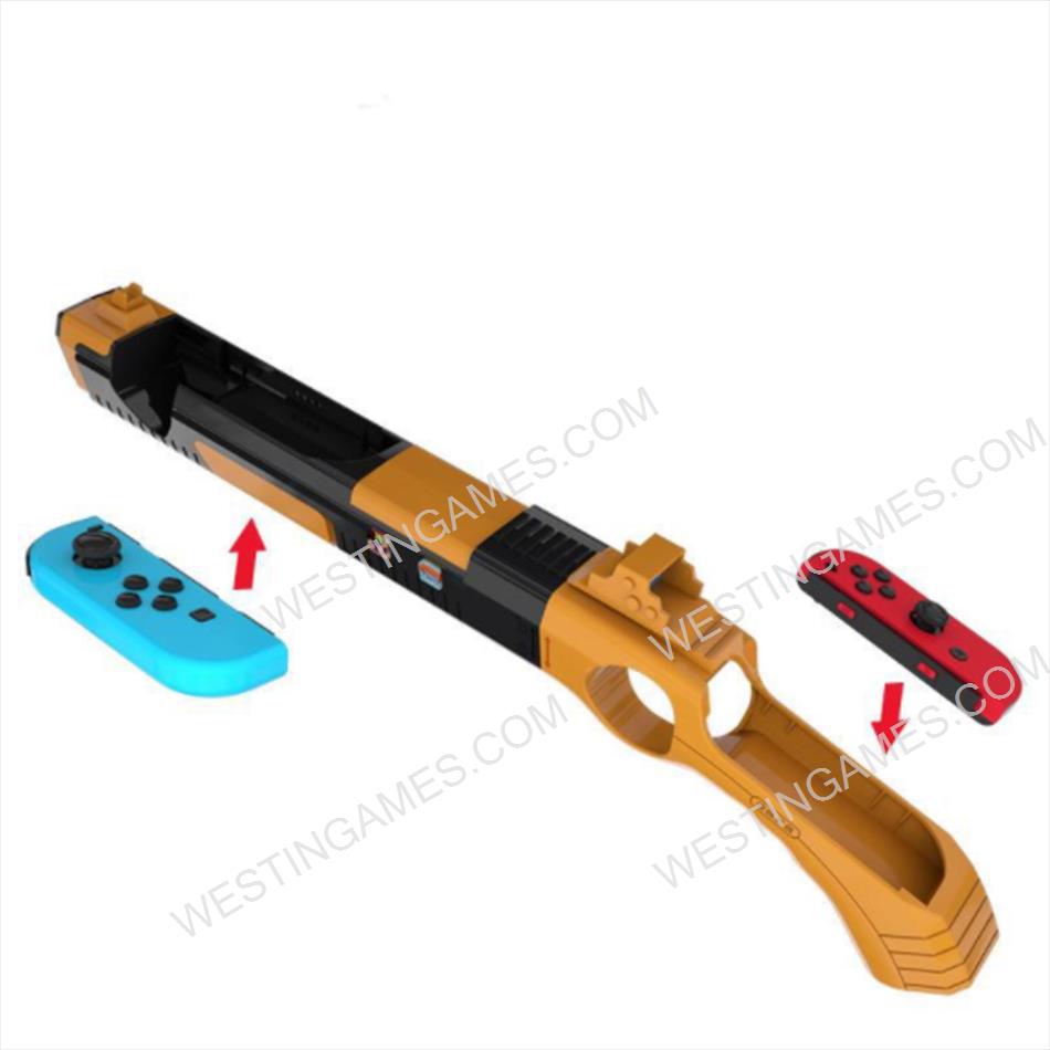 Gun Shaped Handgrip Sense Joystick Holder For Nintendo Switch/NS OLED Joy-con Black/Orange