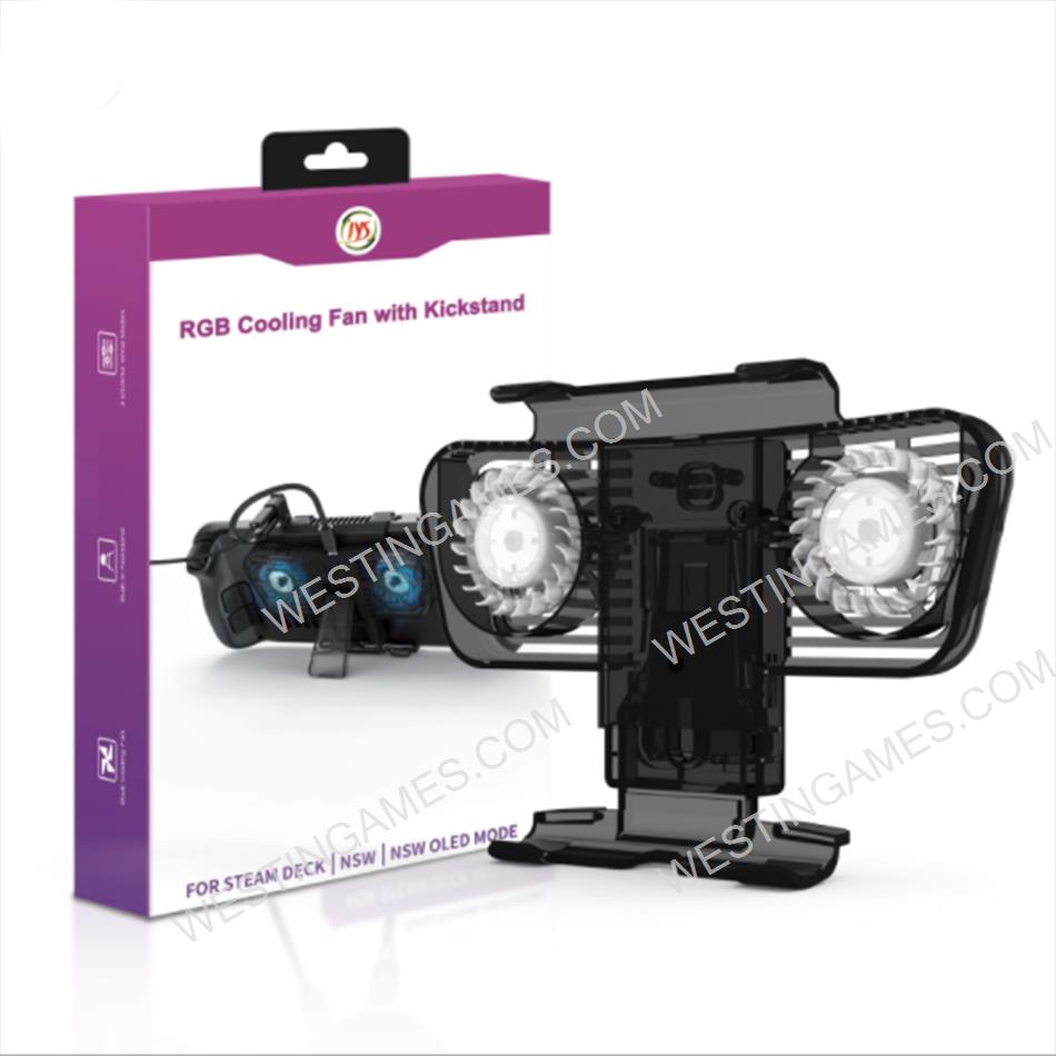 RGB Cooling Fan with Kickstand and Dual Type-c USB Port Charging Adapter for SteamDeck/Switch/OLED Console